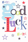 This bold and cheerful good luck card shimmers with encouragement, its playful 'Good Luck' message arranged in a colourful array of fonts that seem to leap off the crisp white background. Oversized pastel blue and deep red letters entwine with moss green and regal purple, their forms artfully curated with the care local Elm Park florists bring to every arrangement. Navy, lilac, and flashes of lime yellow animate the star-studded canvas, reflecting the renewing spirit of nearby Harrow Lodge Park after a summer rain. While the surface is smooth and flat, it hints at the sturdy feel of premium cardstock-like the reliable touch of a well-prepared bouquet pressed gently into your hand. Whether meant for a student tackling exams, a neighbour embarking on a new career, or someone about to perform on the local stage, this card brims with optimism and belief-capturing the genuine magic of encouragement that connects us throughout the Elm Park community.